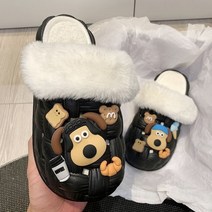 귀여운 짱구 시나모롤 그로밋 디자인 부드러운 층간소음 방지 슬리퍼 실내화 사무실 거실 실내 털 보온 겨울 여름 거실화 커스텀 기능성, AF + 250-255