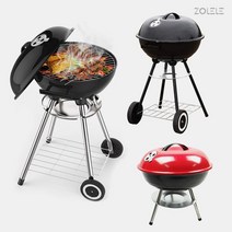 조엘리 캠핑용 애플 바베큐그릴 숯불 직화 훈제 BBQ 바베큐 구이 화로대, 46사이즈(블랙)