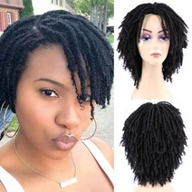 머리땋는기계 헤어소품 머리땋기 아프로 컬리 드레드락 가발 숏 트위스트 합성 브레이드 옴브레 인조 흑인, 01 1B_01 6inches