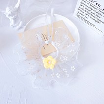 랜보어 반려동물 니트 진주 플라워 레이스 케이프 L, 옐로우, 1개