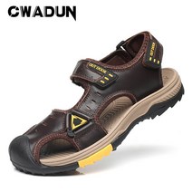 Cwadun 소가죽 운동캐주얼 남성샌들 비치샌들