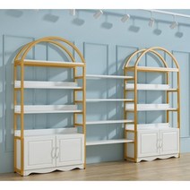 케이크 빵 진열대 디저트 베이커리 진열장 선반 매대, 80x30x200 골드 선반 + 화이트보드