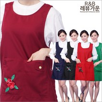 레뷰가운 AE211 장미장식앞치마 원피스 요양보호사 시장 식당 화원 간병 앞치마, AE211검정M(꽃O)