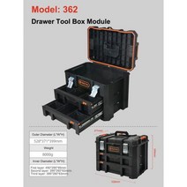 휴대용 이동식 공구함 트롤리 서랍 in서트가 있는 도구 상자 정리함 보관함 완전결합 산업 차량 카트, 362