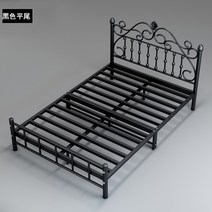 북유럽 철제 침대프레임 엔틱 싱글 더블 침실꾸미기 매트리스받침대, 블랙-기본