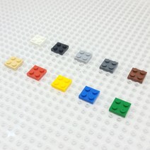 요고요 레고 호환 부품 커스텀 벌크 브릭 블럭 타일 플레이트 100G 소포장 패키지, [플레이트 2 x 2] 진회색 100G