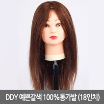 DDY/예쁜갈색 18인치 100%인모 통가발/연습모/연습용가발
