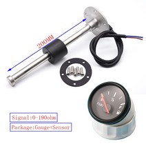 레드 백라이트 연료 게이지 52MM 레벨 센서 125MM 0-190ohm 보트 용 오일 탱크 표시기, 05 200mm