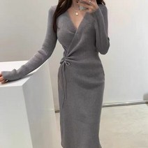 가을 긴팔 순면 롱원피스 브랜드 클리어런스 가 류 신작 코트 니트 원피스 여성 이너 레이
