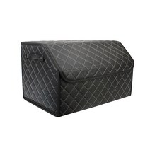 심플큐브 스티치 포인트 퀼팅 가죽 트렁크정리함, 화이트 스티치 중형