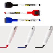 socean 화이트 보드 지우개 자석 마커펜 2p 이레이저 펜 빨강 파랑 검정 블랙보드 보드마카 마그네틱 wipe 보드 칠판