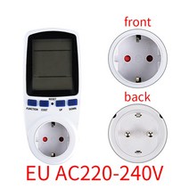 소비 전력 측정기 전기 전압 분석기 계량기 220V AC EU 디지털 LCD 전력계 소켓 와트 Kwh 에너지 미터 FR 미국 영국 AU BR 측정 콘센트, EU 230V 50HZ