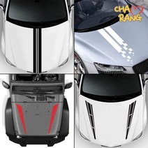 [차랑] 자동차 본넷 스티커 데칼 포인트 튜닝, D타입 : 블랙