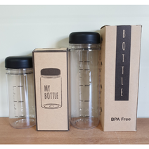 트라이탄 눈금 용량표시 보틀 2P 350ml 500ml, 검정