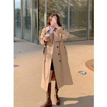 트렌치 코트 여성 하프기장 어텀 무드 와이드 루즈핏 무릎넘어 유행