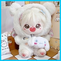 20cm 무속성 아이돌 솜인형 옷 하얀 아기 곰옷, 【밀크베어 투피스 세트 + 토끼신발】