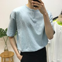 스타일에스 MD 남자 빅사이즈 오버핏 슬라브 헨리넥 차이나 여름 남성 반팔 티셔츠