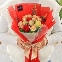 입학식 졸업식 수능 비누꽃다발 기념일 생일 백일 화이트데이 프로포즈 장미꽃 초콜렛 선물, 벨르페레로로쉐꽃다발핑크