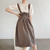 바보사랑 여자 뷔스티에 맞주름 하이웨이스트 원피스.옷자락(무료배송)