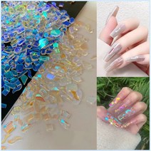 Lalara 젤네일비즈 오로라 얼음유리 네일파츠 50개, JG-01 멀티
