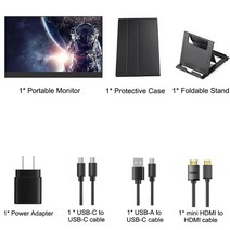LCD 모니터 세로 34인치 가성비 240hz 인치 휴대용 듀얼 스피커 게임 디스플레이 컴퓨터 노트북 스위치, 케이스 스탠드 포함, au 플러그