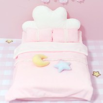 미니어처 이불 오비츠 1:6/8/12 담요 매트리스 침대, 01.핑크 침구 세트, 1/12