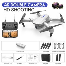 신제품 E88Pro RC 드론 4K 2022 P 와이드 앵글 HD 카메라 접이식 헬리콥터 와이파이 FPV 높이 고정 선물 장난감 1080, 10 4K Dual White 1B