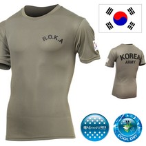 어택존 쿨드라이 로카티 ROKA 반팔 카키 티셔츠 군인티 남성 티 기능성 면 나염 쿨론 남자티