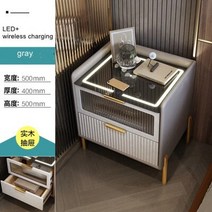 스마트 침대 옆 탁자 무선 충전 크리 에이 티브 엔드 테이블 다기능 3 색 조명 스탠드 북유럽 스타일 침실 캐비닛, 회색 b, 50cm