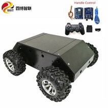 SZDOIT 제어 키트 포함 큰 하중 금속 4WD 스마트 자동차 섀시 드라이브 로봇 플랫폼 130mm 고무 휠 DIY 조, 02 Red Bluetooth