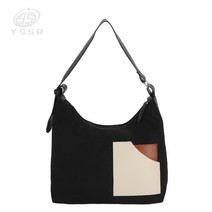 YSSR 색상 충돌 여성 가방 엣지룩 이지룩 캔버스 가방 쇼핑백 심플한 실용적인 작업 가방