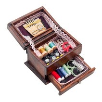 DIY 북엔드 미니어처Odoria 1:12 빈티지 바느질 상자 바늘 가위 뜨개질 도구 키트 재단사 세트 인형집 액, 07 3-Steps Sewing Box