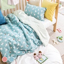 [키즈돔] [침대] 해피퍼피 평직 차렵이불+베개커버 2colors