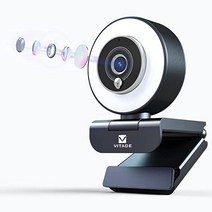 VITADE 스트리밍웹캠with 조절가능Ring Light Full HD 1080P 웹캠with 듀얼마이크로폰s and Advanced Auto-Focus 프로웹카메라for 온라, 검은색