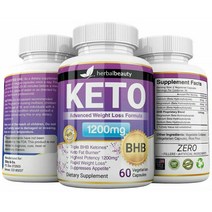 PURE 케토 체중감량 슬림 알약 고급 BHB 지방버너 1200mg 케토 보충제 60정, 단일품목
