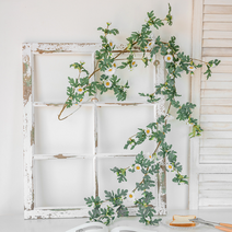 데이지 넝쿨 조화 인조 꽃 플라워 가랜드 행잉플랜트 벽장식 갈란드, 옐로우