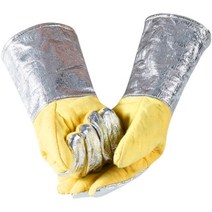 고온 내성 알루미늄 호일 안전 장갑 단열 손가락 부상방지용 근로자용 캔버스 안감 가죽소재 바닥, 아라미드 추가_한 사이즈