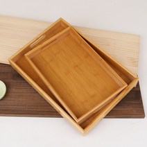 에버센스 직사각 손잡이 트레이 2p 세트 A 대나무쟁반 우드트레이쟁반