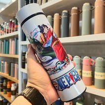 500ml 일본 만화 프린트 보온병 물병 스테인레스 스틸 텀블러 보온 머그 진공 절연 컵 음료 용기, [07] Solon And Luffy