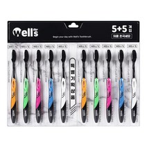 웰스 데일리 초극세모 칫솔 차콜 세트, 10개입, 1개