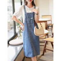 멜빵 원피스 키작은 데님 멜빵치마녀 여름 루즈핏 투피스 나시