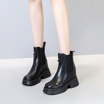 세련된 여자앵글부츠 9cm 가죽 키높이 통굽 여성워커부츠