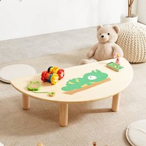 좌식원목테이블 반달모양좌탁 인테리어책상 카멜레온디자인 와이드상 가구 공부/간식/찻상 다양한구성/연출, 없음