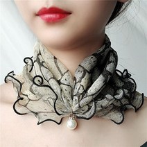 여성스카프 주름 체크 플리츠 Fashion Lace Variety Scarf Necklace Creative Fake Pea Pendant Chiffon Loop For Women