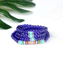 뚜루뚜루 흑요석 네줄 팔찌 육자진언 금사 비휴 염주 팔찌 P00170 원석