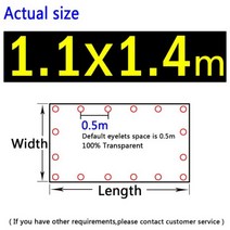 비닐천막 투명 테라스 그늘막 0.3mm 두께 PVC 방수포 99.99% 소프트 방수 천 발코니 캐노피, 1.1x1.4m