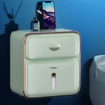 ABS 무타공 서랍형 티슈케이스, 연그린