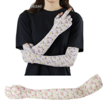 하이마운트 여름용 골프 여성 자외선차단 냉감 반장갑 팔토시 손가락 쿨토시 손등, 핑크 꽃무늬