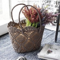 브라운 손뜨개 장바구니 네트 바캉스백 코바늘네트백 내추럴크로스백