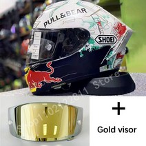 쇼웨이 헬멧 쇼에이 바이크 홍진 클래식 오토바이 X14 마르케즈 93 풀 페이스 오토바이 헬멧 그래피티, 07 Gold Visor